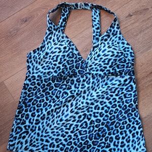 Jantzen Turquoise Leopard Print Bikini Top